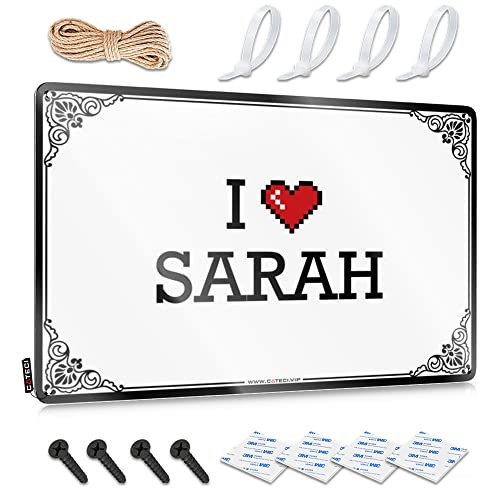 Abipuir Schilder für Garage, I Love Sarah, Blechschild, Wanddekoration, Outdoor-Veranda-Dekor (Farbe: Farbe, Größe: 20 x 30 cm) von Abipuir