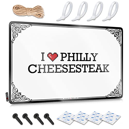 Abipuir Sports Bar Decor I Love Philly Cheesesteak Blechschild Outdoor Terrasse Dekor Schilder für Garage (Farbe: Farbe, Größe: 20 x 30 cm) von Abipuir