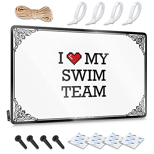 Abipuir Titos Barschild I Love My Swim Team Blechschild Hippie Dekor Blechdekor (Farbe: Farbe, Größe: 30 x 40 cm) von Abipuir