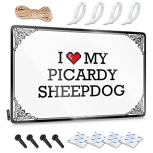 Abipuir Vintage Metallschilder Lustig I Love My Picardy Sheepdog Blechschild Whiskey Schilder für Zuhause, Bar, lustige Schilder (Farbe: Farbe, Größe: 20 x 30 cm) von Abipuir