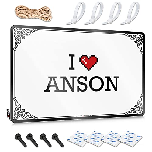 Garagen-Blechschild I Love Anson Lustiges Badezimmerschild Lustiges Vintage-Metallschild (Farbe: Farbe, Größe: 20 x 30 cm) von Abipuir