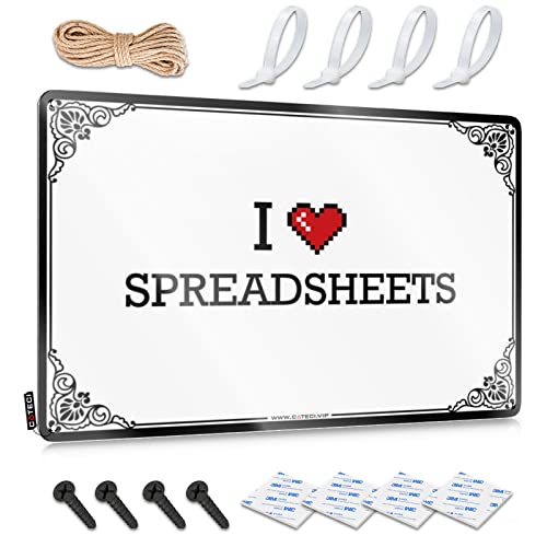 Lustige Wohnkultur I Love Spreadsheets Blechschild Coole Sachen für Ihr Zimmer Lustige Raumdekoration (Farbe: Farbe, Größe: 20 x 30 cm) von Abipuir