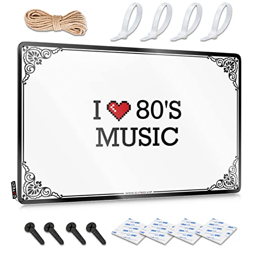 Metallschilder für Männerhöhle I Love 80's Musik Blechschild Schild für Schlafzimmer Tür Blech-Wanddekoration (Farbe: Farbe, Größe: 20 x 30 cm) von Abipuir