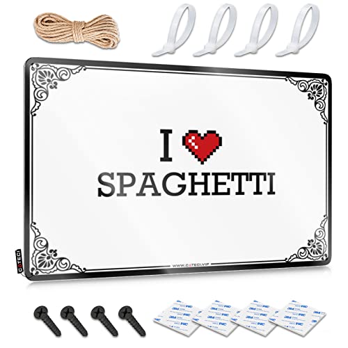 Metallschilder für Männerhöhle I Love Spaghetti-Blechschild für Schlafzimmer, Tür, Blech-Wanddekoration (Farbe: Farbe, Größe: 20 x 30 cm) von Abipuir