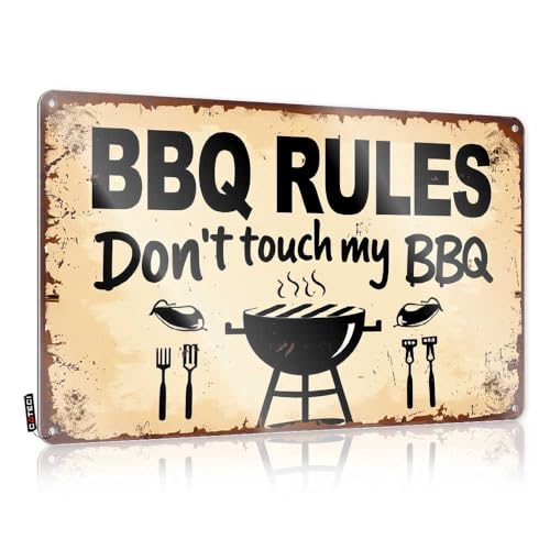 Toolbox Aufkleber und Aufkleber BBQ Rules: Don't Touch My Grill Blechschild, lustige Auto-Aufkleber für Autos (30 x 40 cm) von Abipuir