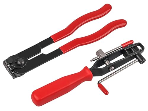 Abiyou 2PCS Achsmanschetten Werkzeug Klemmen, Manschetten Klemmzange, Achsmanschetten Klemmen Zange, Einzelohrschlauchklemme Crimpbänder, Ohrklemmenzange Kit, für Autos Crimper Werkzeug (Rot) von Abiyou