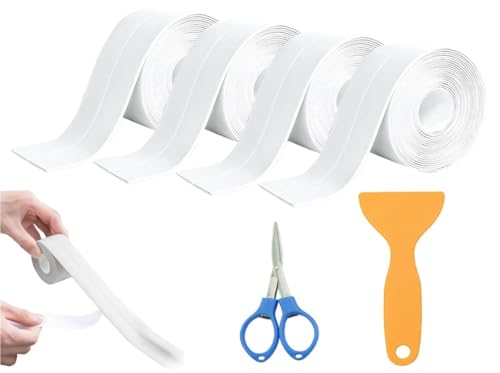 Abiyou 4 Rollen Dichtungsband Selbstklebend, Wasserdichtes Dichtungsband Dusche Senden Klappschere, PVC Dichtband für Badezimmer, Toilette,Badewanne,Waschbecken,Küche mit Dichtungswerkzeug(38MMx3.2M) Abiyou 4 Rollen Dichtungsband Selbstklebend, Wasserdichtes Dichtungsband Dusche Senden Klappschere, PVC Dichtband für Badezimmer, Toilette,Badewanne,Waschbecken,Küche mit Dichtungswerkzeug(38MMx3.2M) von Abiyou