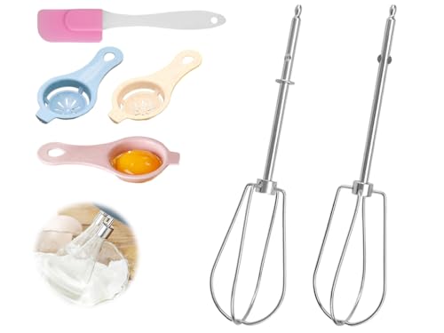 Abiyou Ersatz Rührbesen, 2PCS Universelles Ersatz Schneebesen, Edelstahl Schneebesen Senden 3 Eiweißabscheider und Spatel, Mixerstäbe Ersatz, für Schlagen Von Sirup, Eierflüssigkeit, Käse von Abiyou