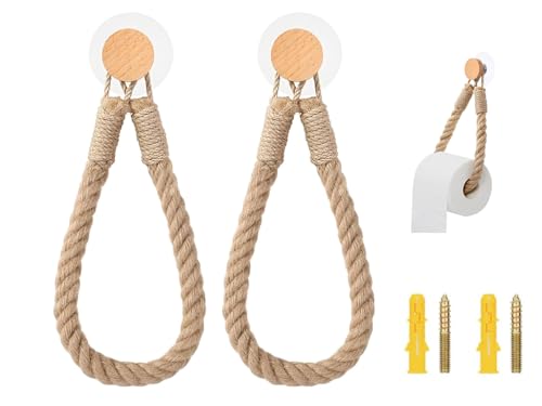 Abiyou Toilettenpapierhalter aus Seil, 2 Stück Klopapierrollenhalter Vintage Hanfseil, Seil Klopapierhalter,Vintage Toilettenpapierhalter,Vintage Handtuchhalter aus Seil und Holz,für Küche,Badzimmer Abiyou Toilettenpapierhalter aus Seil, 2 Stück Klopapierrollenhalter Vintage Hanfseil, Seil Klopapierhalter,Vintage Toilettenpapierhalter,Vintage Handtuchhalter aus Seil und Holz,für Küche,Badzimmer von Abiyou