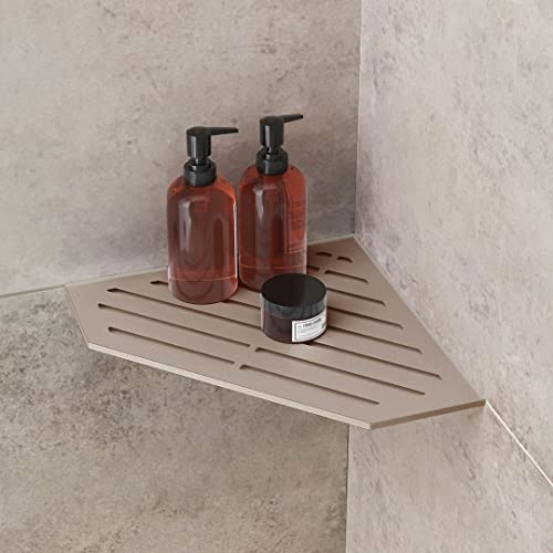 Ablago Diamant Duschablage/Eckregal ohne Bohren für Dusche - nachträglich einbaubar/nachrüstbar SHELF 70 x 200 x 200 x 70 mm (Beige) von Ablago