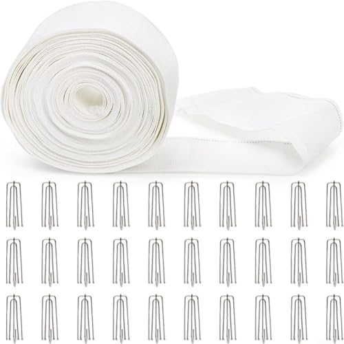 10 Meter Vorhangstoff, Polyester verschleißfester Vorhangstoff mit 30 Metallhaken Wohnkultur Jalousien Zubehör von Ableholy