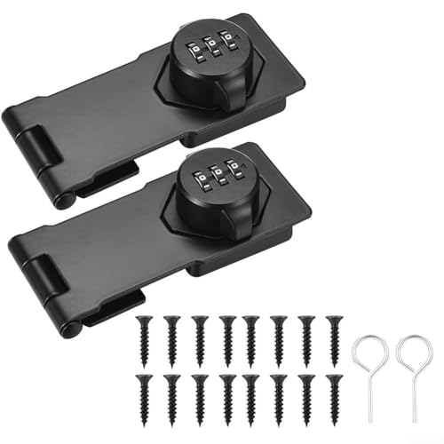 2 Pack Combination Lock for Cabinet Cupboard, 3-Digit Keyless Hasp Latch Locks Metal Cupboard Lock BlackCabinet Locks von Ableholy