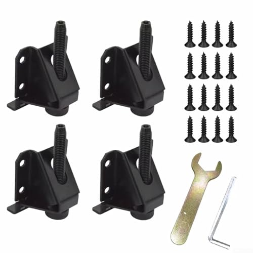 4 Stück verstellbare Schrankbeine aus Eisen, Höhe 0–60 mm, schwarze Möbelbeine für Schreibtisch/Sofa/Möbel/Schrank/Tisch/Bett/Schränke von Ableholy