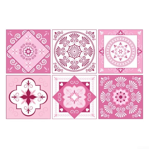 6 Stück rosa Fliesenaufkleber – selbstklebende Wandfliesen für Küchenrückwand, Badezimmer und DIY Fliesen-Makeover (30 x 30 cm) von Ableholy