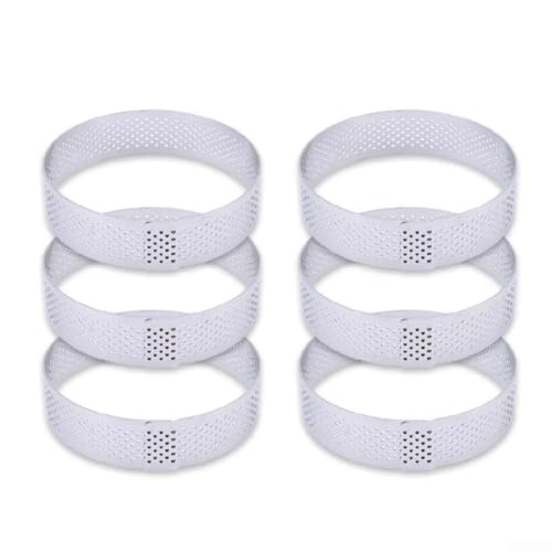 6 Stück runde Kuchenringe, Edelstahl, antihaftbeschichtet, hitzeperforiert, zum Backen für Zuhause, Küche, Lebensmittel, Käse, Werkzeug (10 cm) von Ableholy