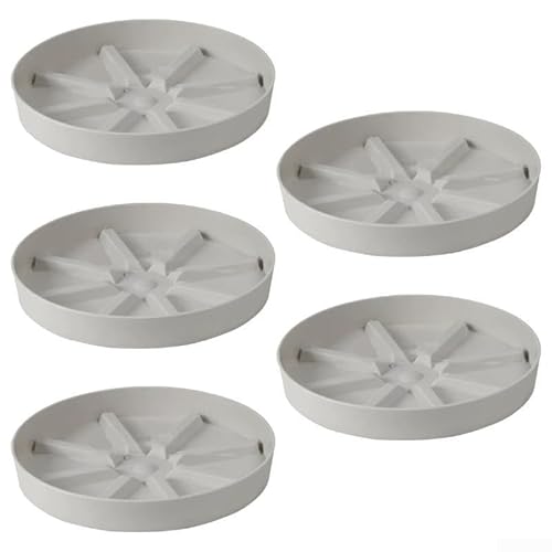 Blumentopf-Tabletts 5-teiliges Set für gesundes Pflanzenwachstum für den Innen- und Außenbereich (weiß) von Ableholy