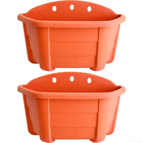 Dekorativer Blumentopf aus Kunstharz zur Wandmontage, kreisförmiges Design mit Drainage für optimale Pflanzenpflege (Ziegelrot) von Ableholy