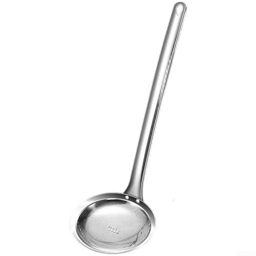 Edelstahl Skimmer Löffel, Küchensieb mit feinmaschigem Filter und langem hitzebeständigem Griff zum Entfernen von Speiseölschaum (S) von Ableholy