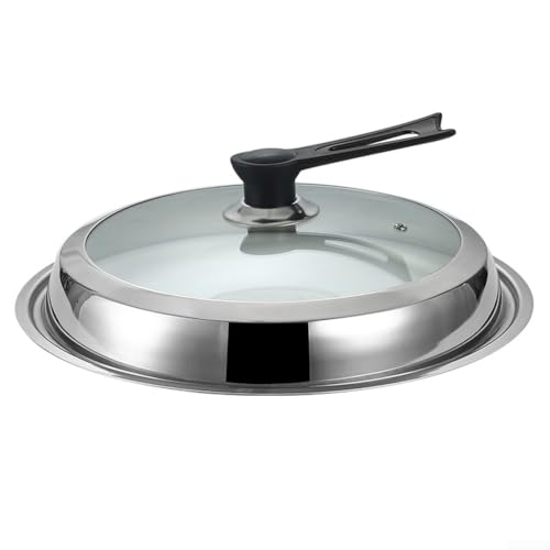 Edelstahldeckel mit Glasabdeckung für Wok, Töpfe, Glaspfannendeckel mit Griff für 30–42 cm Kochgeschirr (36 cm) von Ableholy