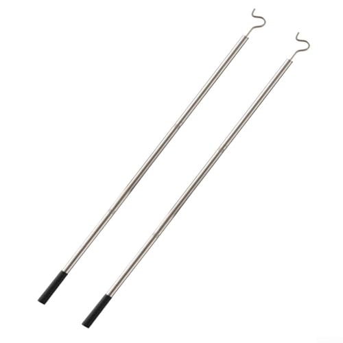 Kleiderhakenstange, Edelstahl, robuste Schrankstange mit Haken, Kleiderbügelstange, verbesserte Stabilität, Gewinderohr oder Kleiderschrank, Wäscheleine (2 Stück) von Ableholy