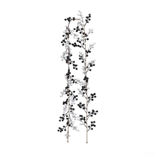 Künstliche Beeren-Girlande mit hängenden Reben für saisonale Dekorationszwecke, ideal für Weihnachts-Party-Ambiente und Bastelprojekte zu Hause (schwarz + weiß), 1,8 m von Ableholy