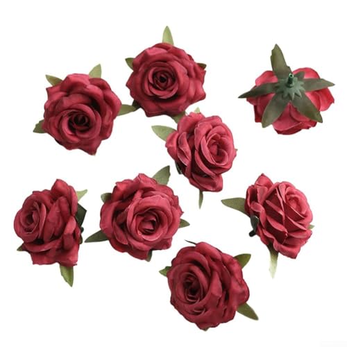 Künstliche Rosenknospen für Blumensträuße, Hochzeitsdekoration und Heimdekoration (Burgunderrot) von Ableholy