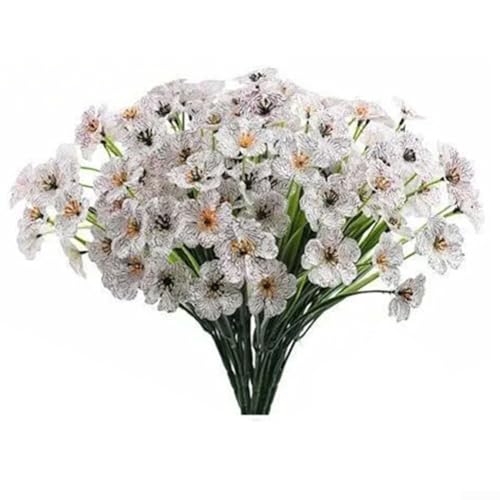 Künstliche Veilchenblumen, Set mit 6 Blumensträußen für den Außenbereich, Heimdekoration, geeignet für Hochzeit, Garten, Restaurant, Hotel (weiß) von Ableholy