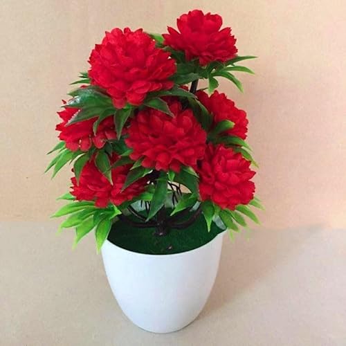 Künstliches Blumenarrangement mit Topf, verleiht Innenumgebungen einen Hauch von Natur (rot) von Ableholy