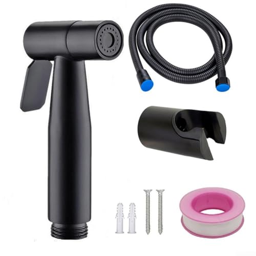 Mattschwarzes Bidet-WC-Spray-Dusch-Set mit einziehbarem Schlauch, Edelstahl-Sprüher und ABS-Halter, geeignet für den persönlichen und privaten Gebrauch (6#) von Ableholy
