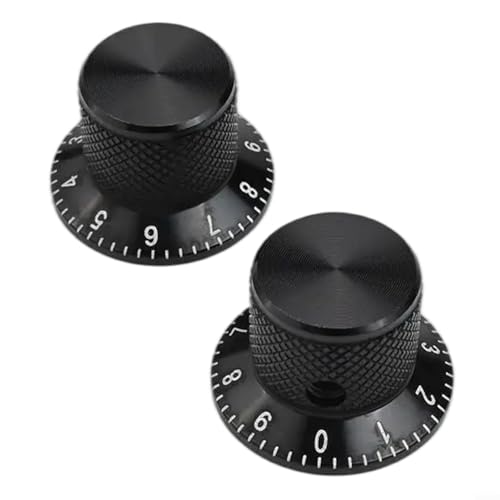 Präzisions-Aluminium-Potentiometer-Regler für E-Gitarre, Lautstärkeregelung, 2 Stück, mit 6 mm Löchern (schwarz) von Ableholy