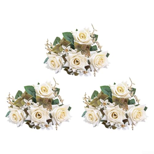 Seidenrosen, 3er-Set für Hochzeiten, Heimdekoration und Event-Styling (weiß) von Ableholy