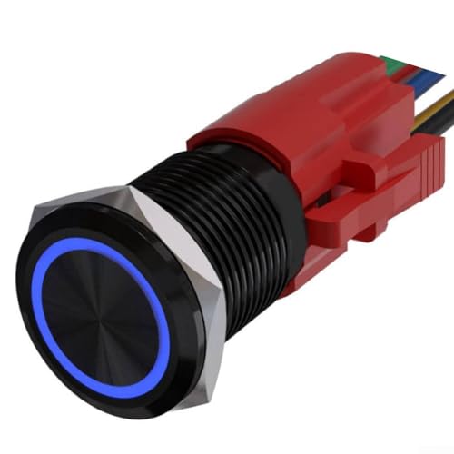 Verriegelungs-Typ 22 mm Metall-Druckknopfschalter 12 V selbstsichernd mit LED-Licht für Fahrzeugmodifikationen und Bedienfeld-Anwendungen, IP67 bewertet (blau) von Ableholy