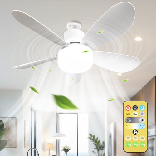 Abnaok Deckenventilator mit LED Licht und Fernbedienung, Schlafzimmer Dimmbar Deckenventilatoren Lampe, LED Deckenleuchte Dimmbar mit Ventilator und Fernbedienung,Für Wohnzimmer Schlafzimmer von Abnaok