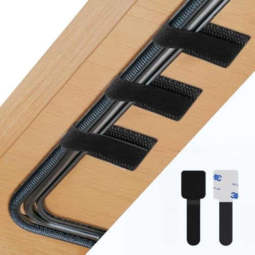 Abnii 50 Stück Kabelmanagement Schreibtisch, Kabelbinder Selbstklebend Klettband Kabel Organizer Schreibtisch Kabelhalter Kabelklemmen Kabelclips Kabelbefestigung für TV, Lichterkette, Black, Small von Abnii