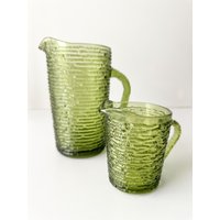 Anchor Hocking Soreno Krug Und Milchkännchen Set Gerippte Rindentextur Avocado-Grünglas von AbodeFloridus