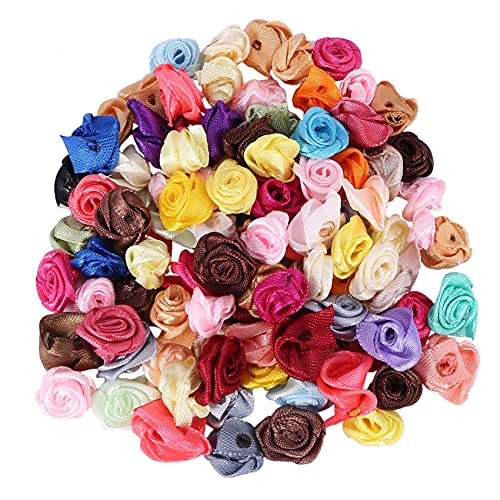 Aboiled 100 Stueck/Lot Mini Handgemachte Satin Rose Ribbon Rosetten Stoff Appliques Fuer Naehzubehoer Aboiled 100 Stueck/Lot Mini Handgemachte Satin Rose Ribbon Rosetten Stoff Appliques Fuer Naehzubehoer von Aboiled