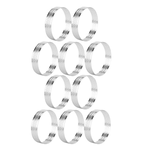Aboiled 10er-Pack 12 cm Kreisförmige Törtchenringe mit Löchern Edelstahl Obstkuchen Quiche Kuchen Mousse Form Küche Backform Werkzeug von Aboiled