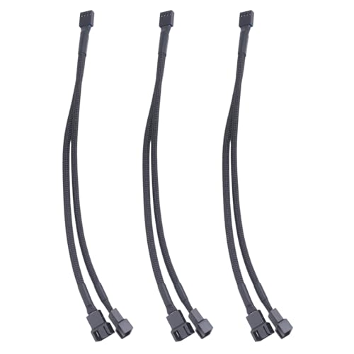Aboiled 3 StüCk PWM LüFter Splitter Kabel 2-Wege 4Pin Y HüLsen VerläNgerung Power Kabel 1 zu 2 für PC Hauptplatine, Computer CPU LüFter von Aboiled