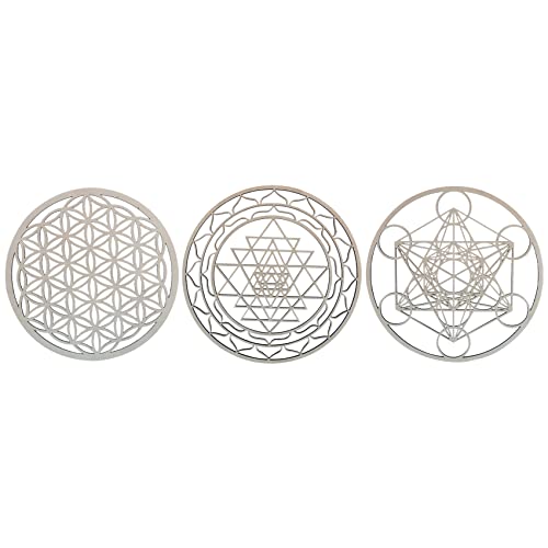 Aboiled 3Pcs / Set Heilige Geometrie Wandkunst Set Holzwandkunst, Heilige Geometrie Kunst, Skulptur, Wanddekoration für Wohnkultur von Aboiled
