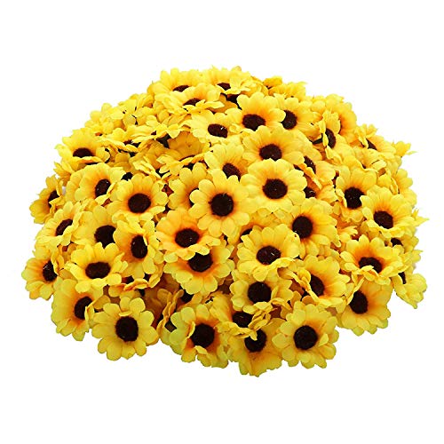 Aboiled 50 StüCk KüNstliche Sonnenblumen KöPfe Stoff GefäLschte Sonnenblumen KöPfe für Hochzeits Dekoration Braut Strauß DIY von Aboiled