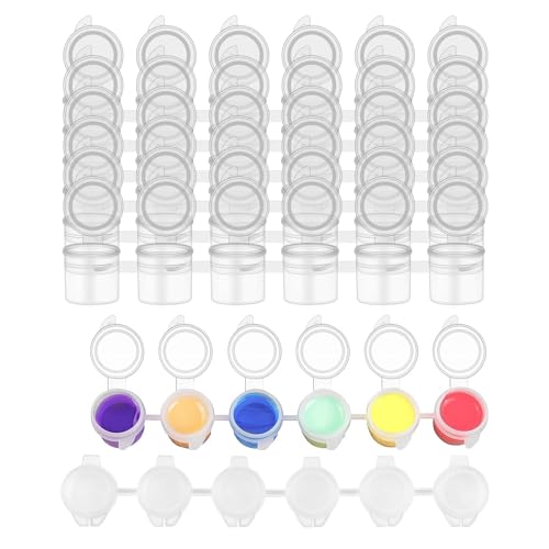 Aboiled 8 Streifen/48 TöPfe 3Ml Leere Farbe Streifen Farbe Becher TöPfe Kunststoff für das Klassenzimmer Schulen Malerei Kunst Bedarf von Aboiled
