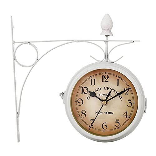 Aboiled Runde Wand Behang Doppelseitig Gesichter Retro Bahnhofsuhr Runde Kronleuchter Wand Behang Uhr Wohnkultur von Aboiled