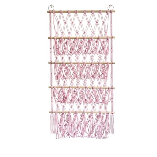 Aboiled Wandbehang-Organizer, Stofftier-Spielzeugnetz, Hängematte, Kinderzimmer, Plüschtier-Aufbewahrung, Boho-Makramee, Rosa von Aboiled
