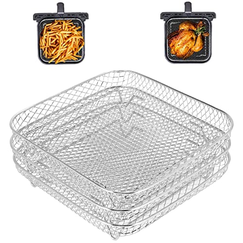 Aboiledy Luftfritteusen-Gestell, 8 Inch Rack, 304 Edelstahl DREI stapelbare Dehydrator Rack Mehrzweck-Edelstahl Airfryer Friteuse Grill 20.3cm für Instant von Aboiledy