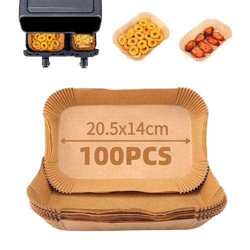 100 Stück Arfryer Backpapier, Airfryer Dual Basket Series Backpapier​, ​6L/3L Heißluftfritteuse Backpapier​, Antihaft Ölfest Airfryer Backpapier für 5-8L Heißluftfritteuse Ofen Mikrowelle, BPA-frei von Abonana