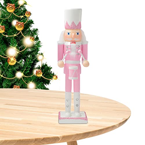 Abonda Rosa Nussknacker, 30 cm Rosa Weihnachten Nussknacker Soldat Guard, Festliche Glitzer Sammlerstück Nussknacker Figuren Spielzeug für Weihnachten Regal Dekor, 4 Stile von Abonda