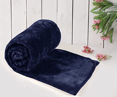 About Home Deluxe-Decke aus Kunstnerz, weich und gemütlich, perfekt zum Kuscheln auf der Couch, 150 x 200 cm, Marineblau von About Home