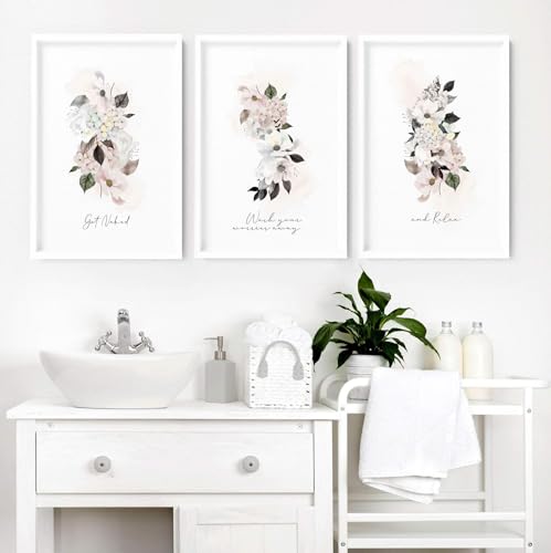 Badezimmer Shabby Chic Wandkunst, 3er Set Blumen Wandbilder Pastell Wandbehänge Spa WC Wandkunst WC Dekor ungerahmt A2 42 x 59 cm Badezimmer Shabby Chic Wandkunst, 3er Set Blumen Wandbilder Pastell Wandbehänge Spa WC Wandkunst WC Dekor ungerahmt A2 42 x 59 cm von About Wall Art