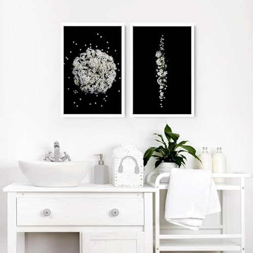 Badezimmer Wandkunst Dunkle Blumen Wandbilder 2er Set Wandbehänge Spa Dekor WC Wandkunst WC Wand Dekor Leinwand 16 x 22 Zoll von About Wall Art