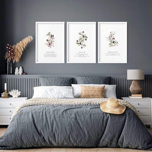 Bibelzitat Wandkunst, 3er-Set Wandkunstdrucke für Hauptschlafzimmer, Dekoration über dem Bett, christliche Wandbehänge, Eichenrahmen, A3, 29,7 x 42 cm Bibelzitat Wandkunst, 3er-Set Wandkunstdrucke für Hauptschlafzimmer, Dekoration über dem Bett, christliche Wandbehänge, Eichenrahmen, A3, 29,7 x 42 cm von About Wall Art